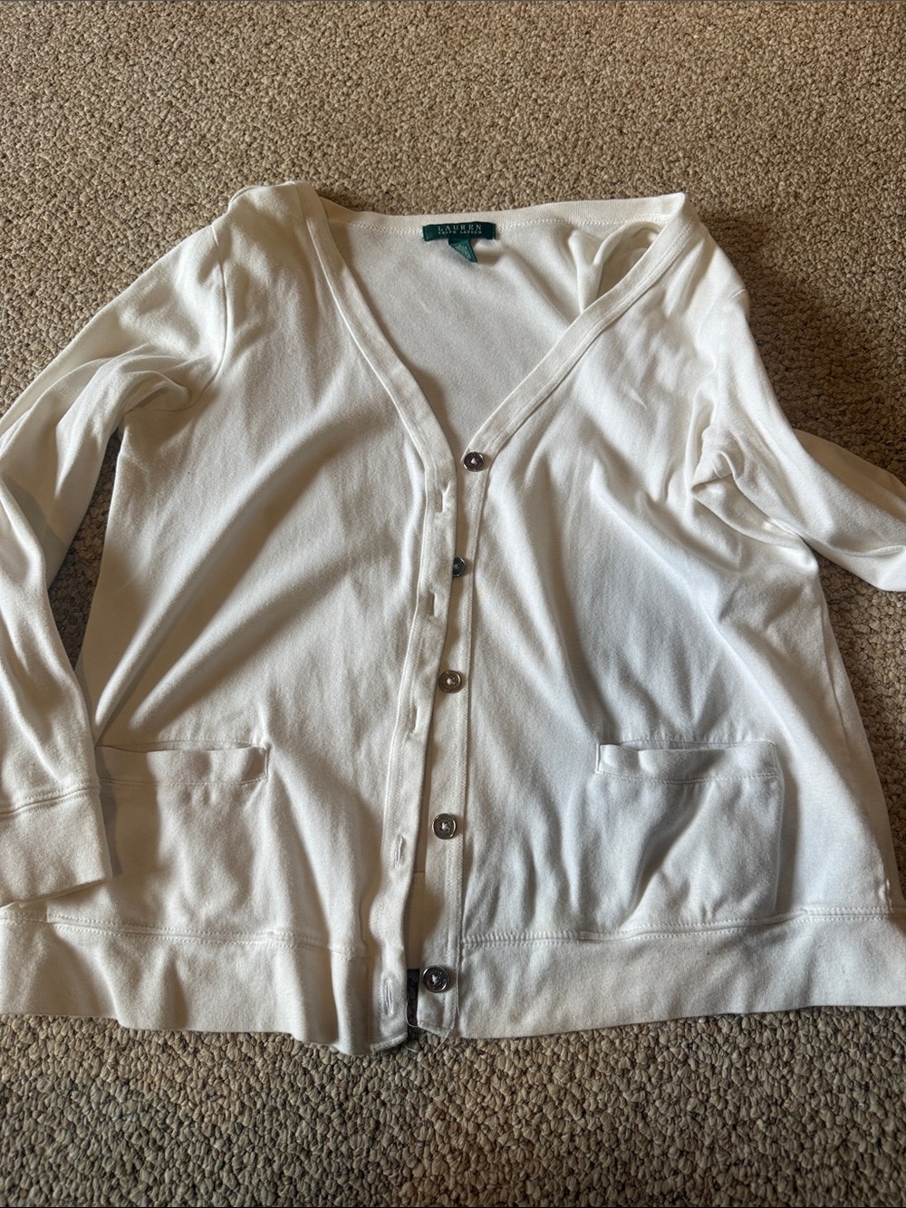 Ralph Lauren white V-Neck Button Front Cardigan